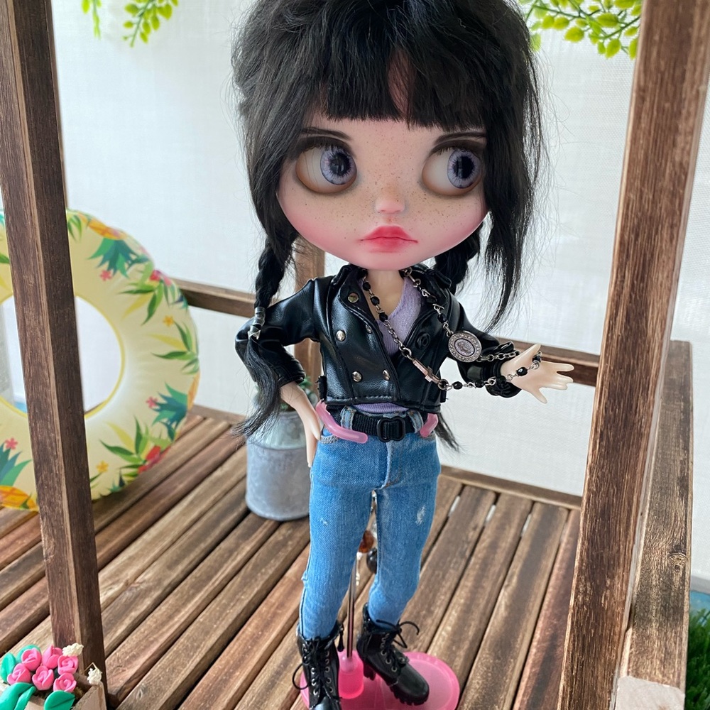 Black Pleather jacket for Blythe